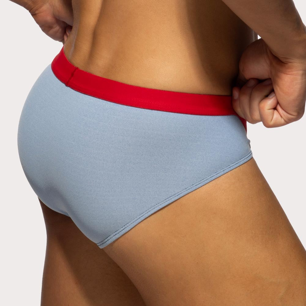 Addicted Pique Jeans Bikini Brief - Männer Slip mit schmalem Bund im Denim Look, back