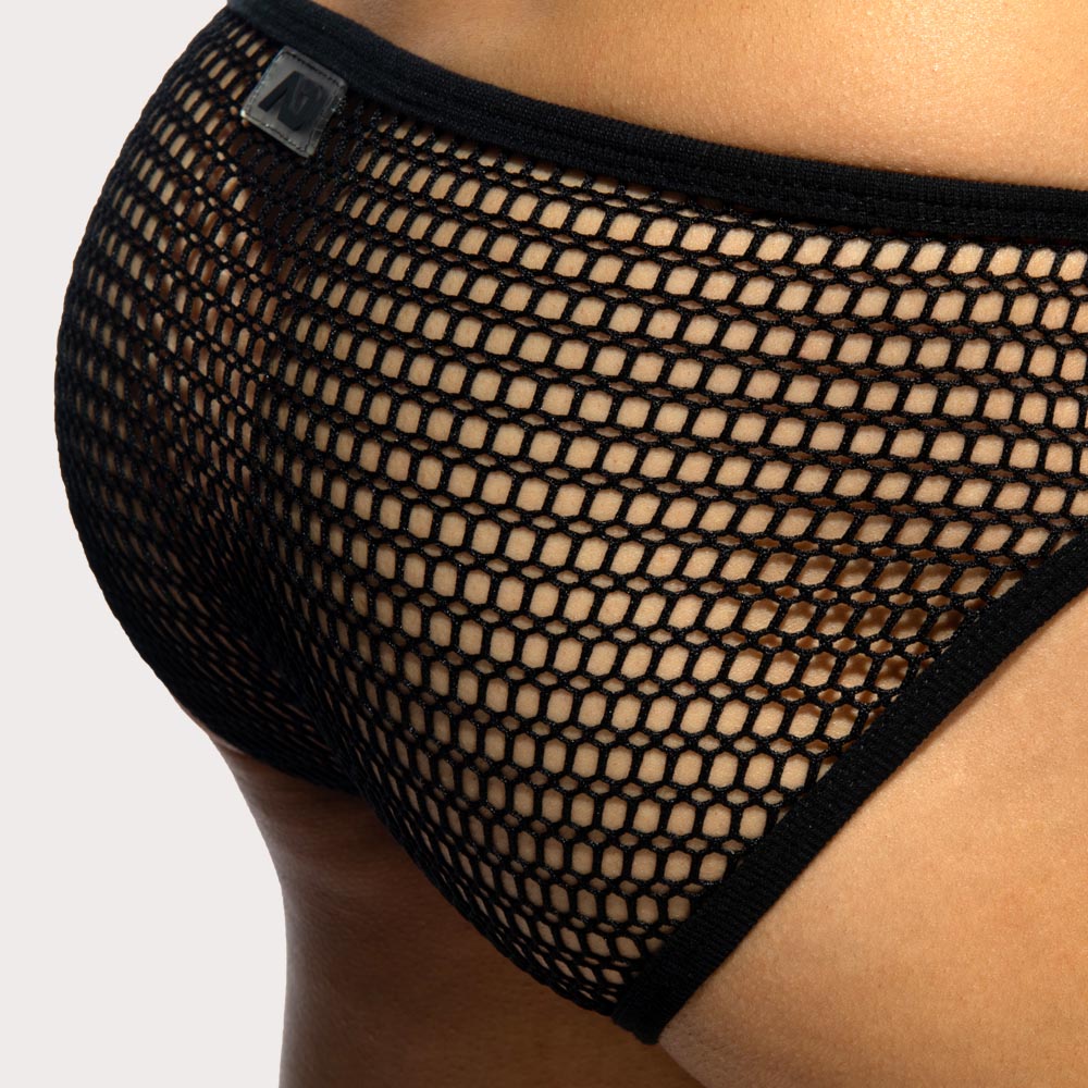 Addicted Opnwork Fabric Brief - breitmaschiger Mesh-Slip für Männer in schwarz, back