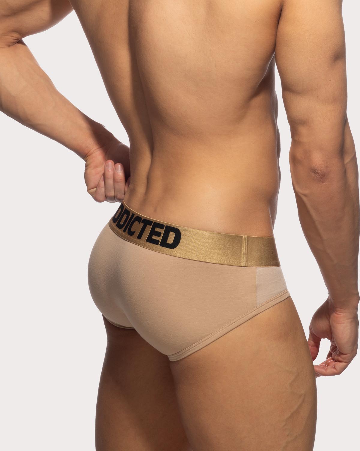 Addicted Flame Cotton Basic Brief - Beiger Slip mit breitem Bund und großzügigem Pouch aus angenehm soften Material, back