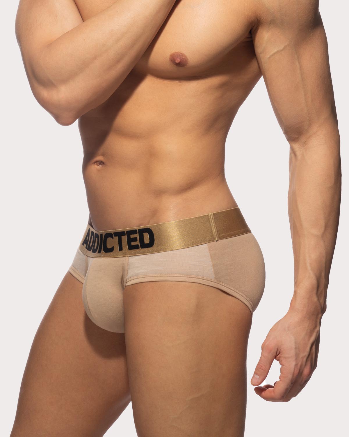 Addicted Flame Cotton Basic Brief - Beiger Slip mit breitem Bund und großzügigem Pouch aus angenehm soften Material, side