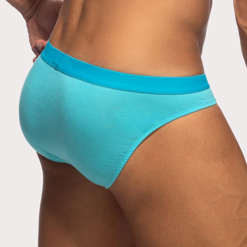 Addicted Bamboo Skin Layer Brief - Herren Slip mit extra großem Pouch aus weicher Bambus-Viskose in türkis, back