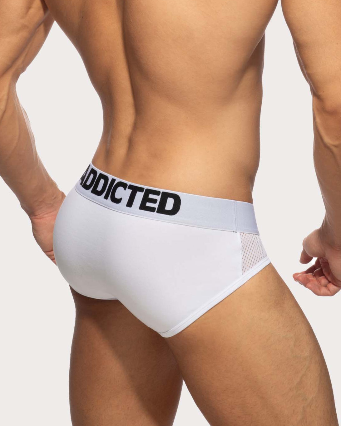 Addicted Mesh-Combi Cotton Brief - weißer Slip mit seitlichen Mesh Elementen aus angenehmer Baumwolle, back