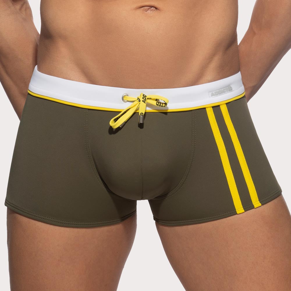 Addicted Badehose 'Detail Binding Swim Boxer' mit Push-Up Einlage in khaki