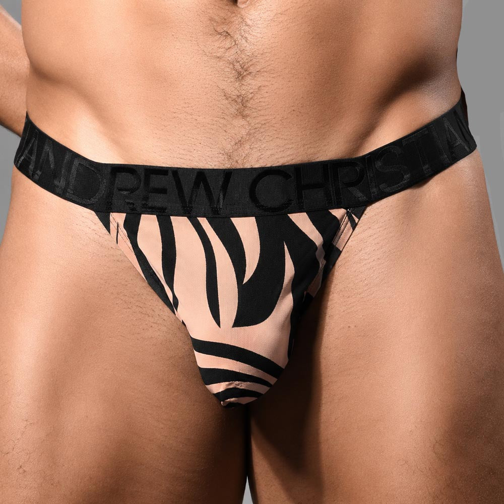 Gemusterter Herren String-Tanga von Andrew Christian 'Palmero Sheer Thong' 93318
