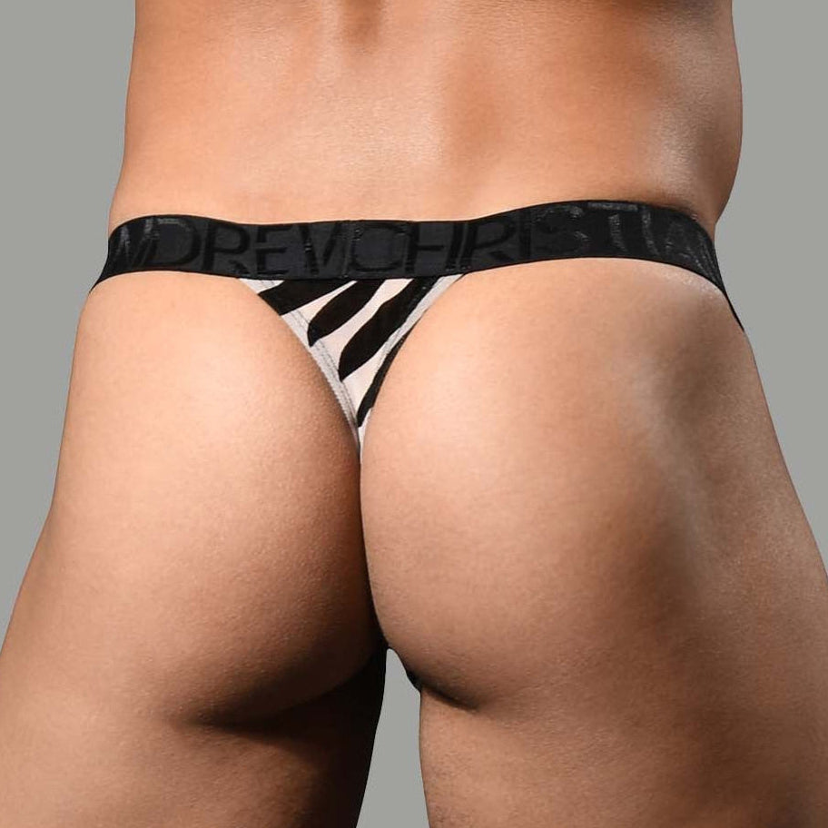 Gemusterter Herren String-Tanga von Andrew Christian 'Palmero Sheer Thong' 93318, back