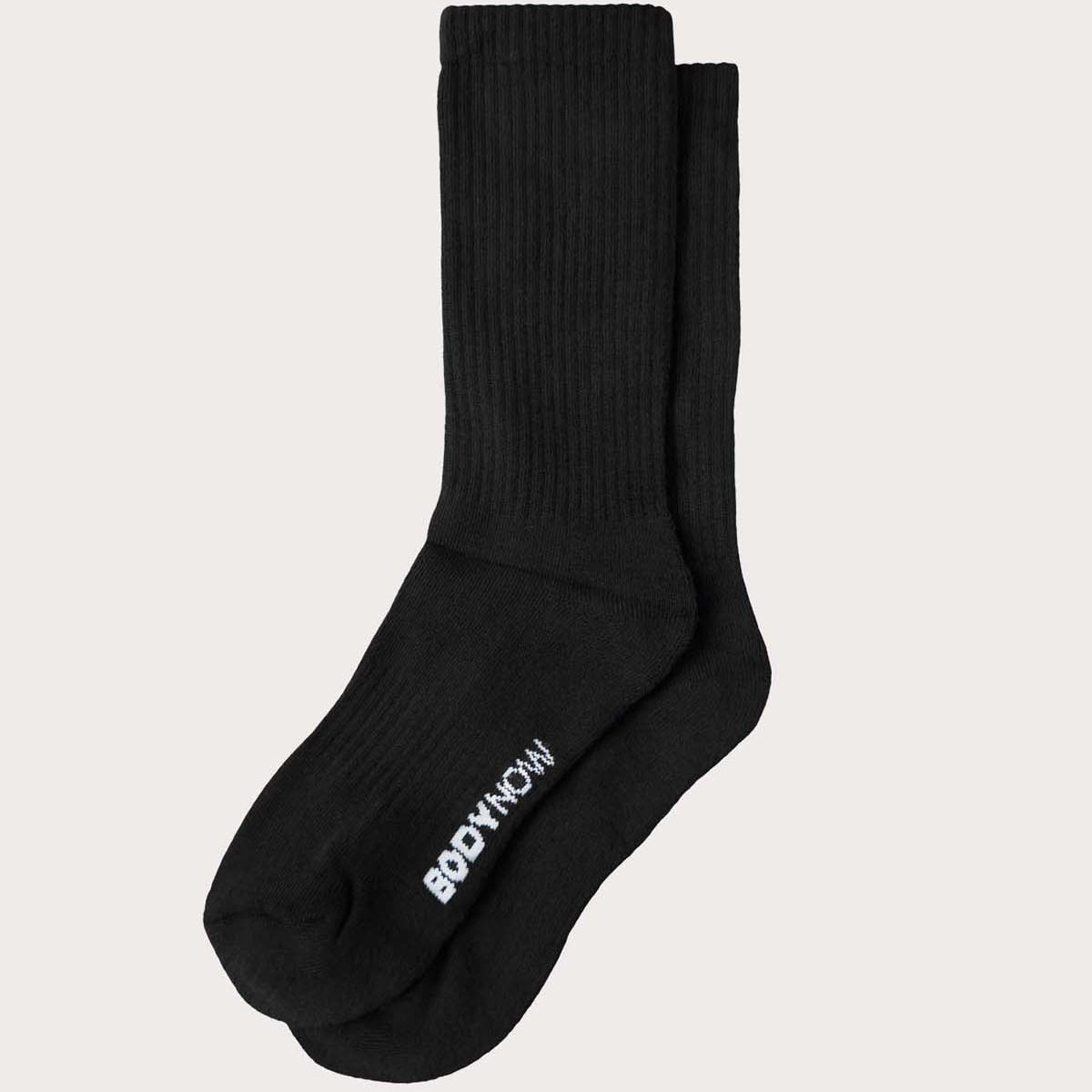 Bodynow Socks 'Everyday Premium' Original- schwarze Sportsocken in Crew Length mit weißem Logo