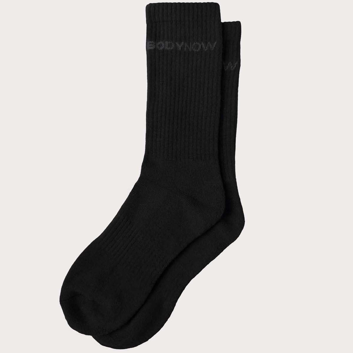 Bodynow Socks 'Everyday Premium' Signature - schwarze Sportsocken in Crew Length mit grauem Logo
