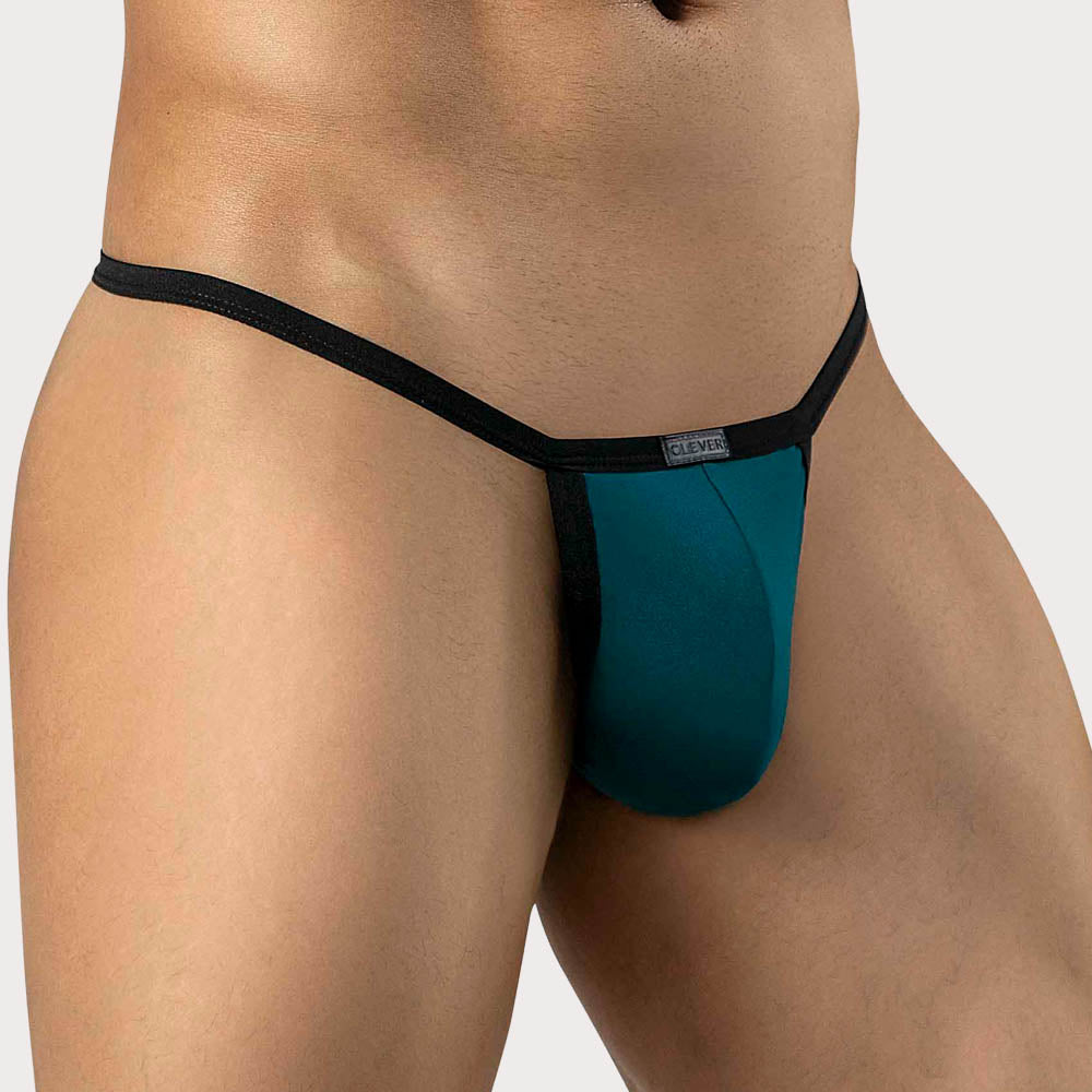 Clever Boreas Thong - Herren String-Tanga mit anatomischem Pouch aus elastischer Mikrofaser in petrol-grün, side