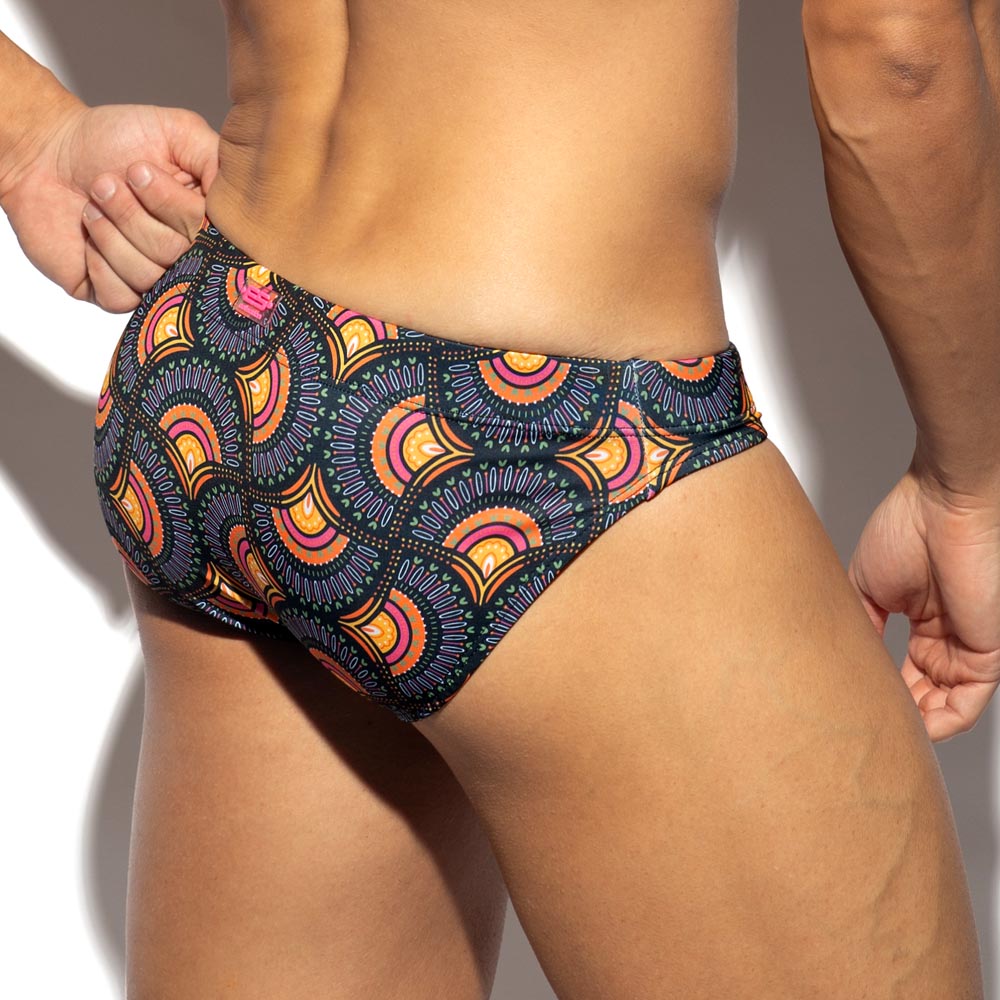 ES Collection Peacock Print Swim Brief - Herren Badeslip mit stylischem Print und ergonomischer Passform, back