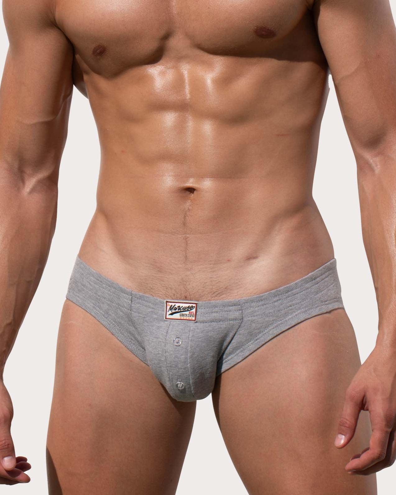 Marcuse Waterboy Brief - Sexy Low-Rise Slip für Männer mit Knopf-Eingriff, grau