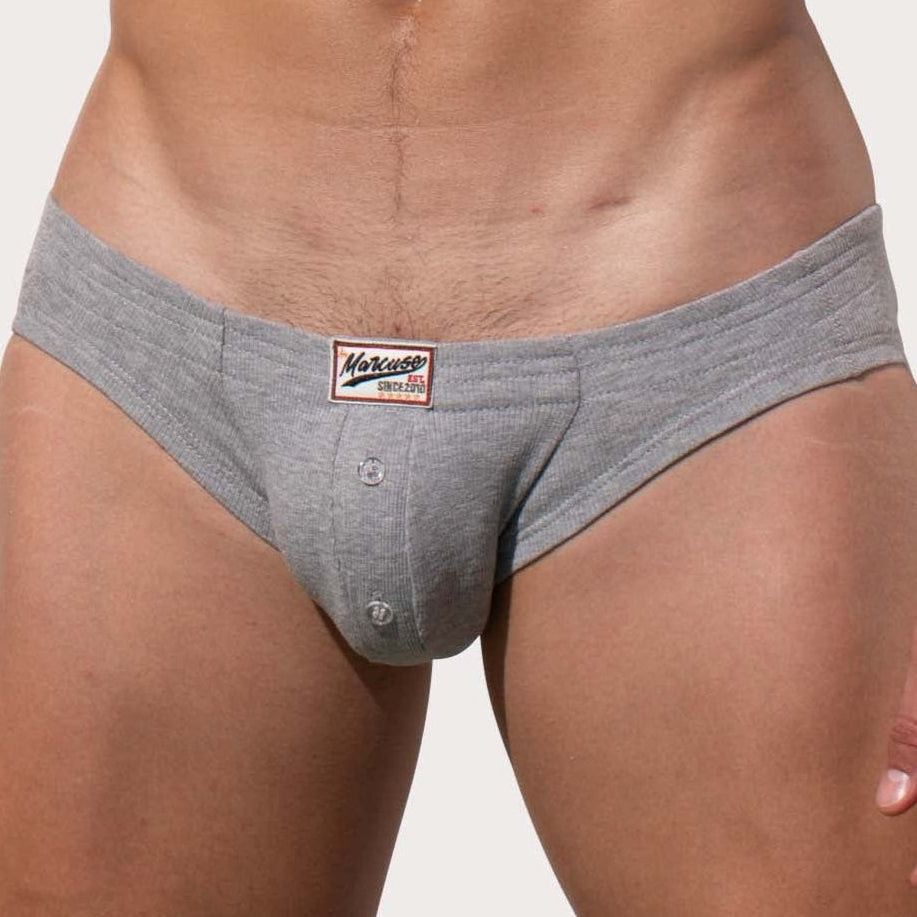 Marcuse Waterboy Brief - Low-Rise Slip für Männer mit Knopf-Eingriff, grau