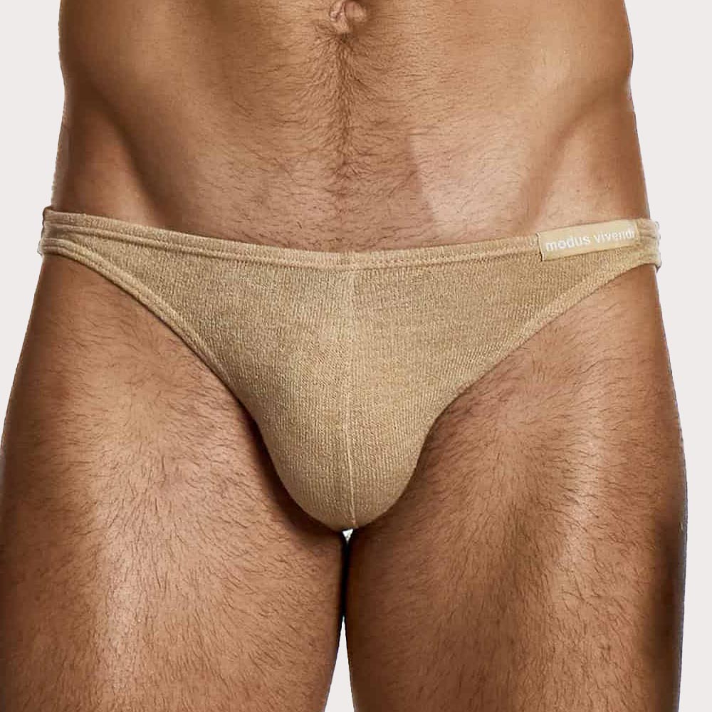 Modus Vivendi Camel Low-Cut Brief - knapper Männer Slip im flauschigen Mohair Design
