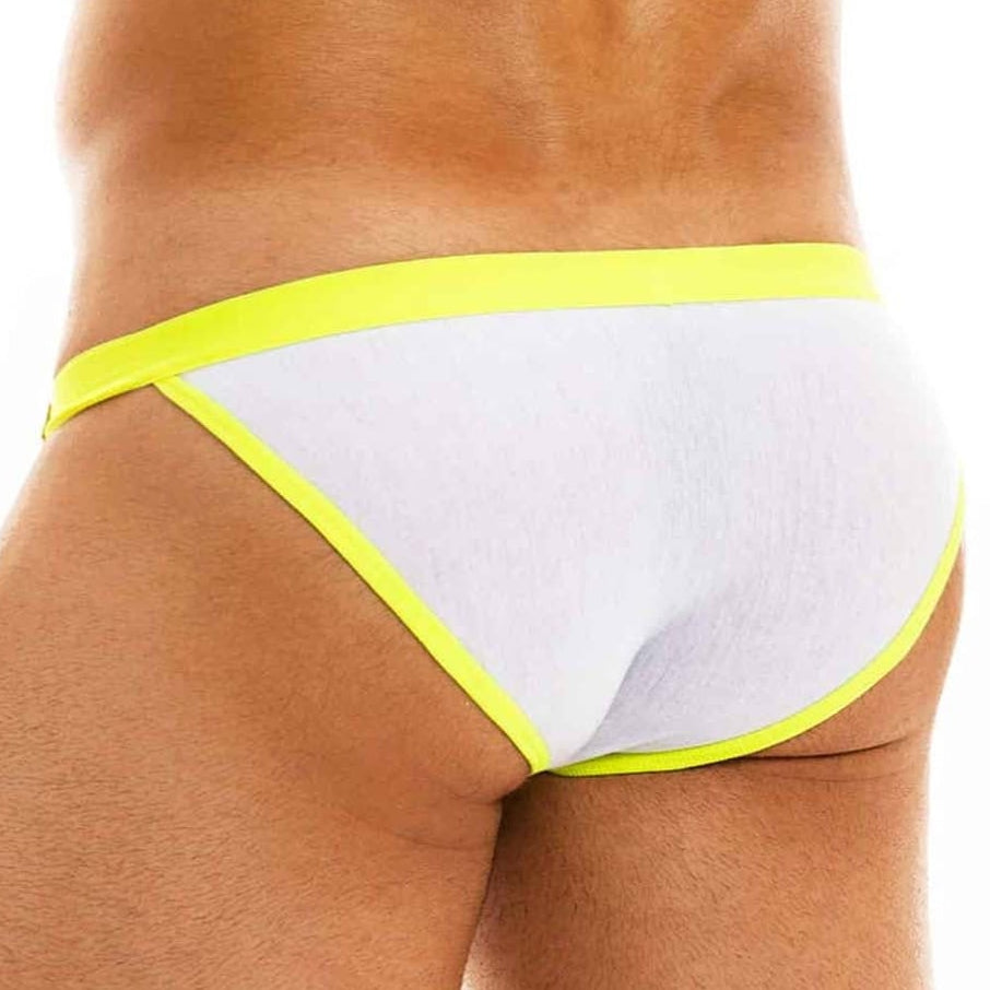 Modus Vivendi Peace Tanga Brief - Sexy Low-Rise Slip im Tanga Design, weiß-neongelb, back