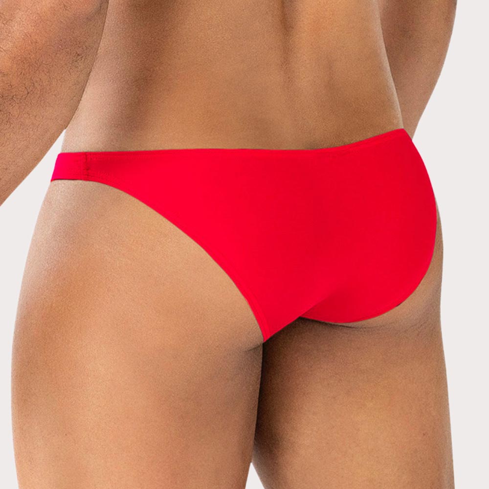 Cut4Men Low-Rise Bulge Brief - Ultraknapper Mini Slip für Herren aus weicher Mikrofaser in rot, back