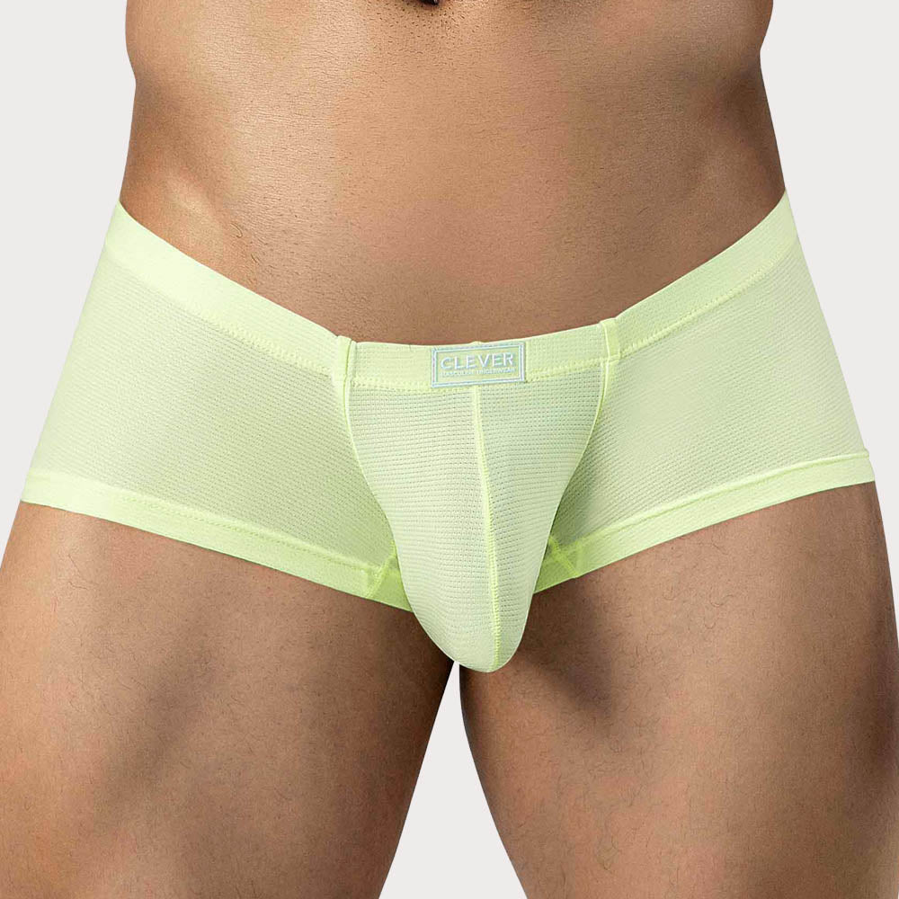 Clever Cronos Latin Trunks - Low Rise Boxershorts mit ergonomischem Pouch aus leichter Pique-Mikrofaser in neon-grün, front