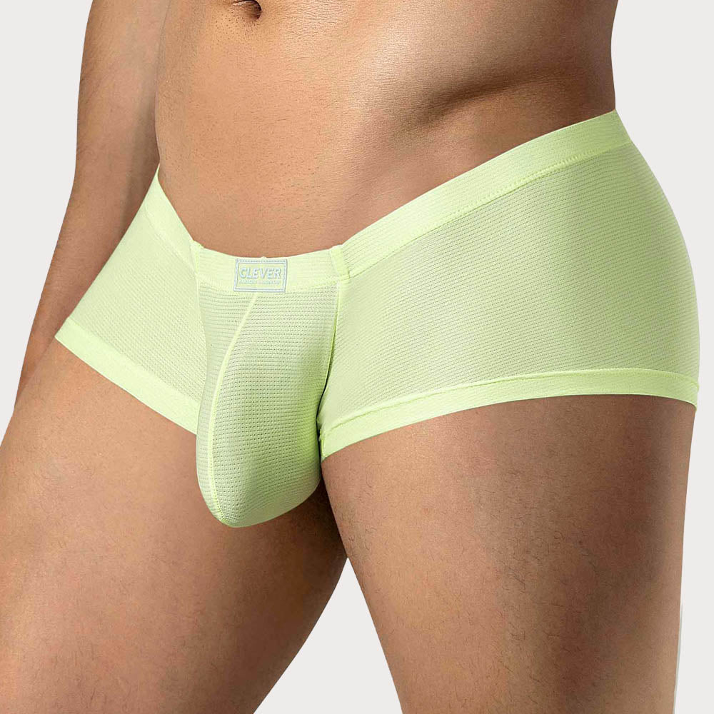 Clever Cronos Latin Trunks - Low Rise Boxershorts mit ergonomischem Pouch aus leichter Pique-Mikrofaser in neon-grün.