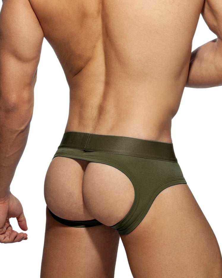 Sexy Jockstrap 'Bottomless Fetish Brief' von Addicted Underwear in khaki, Rückseite
