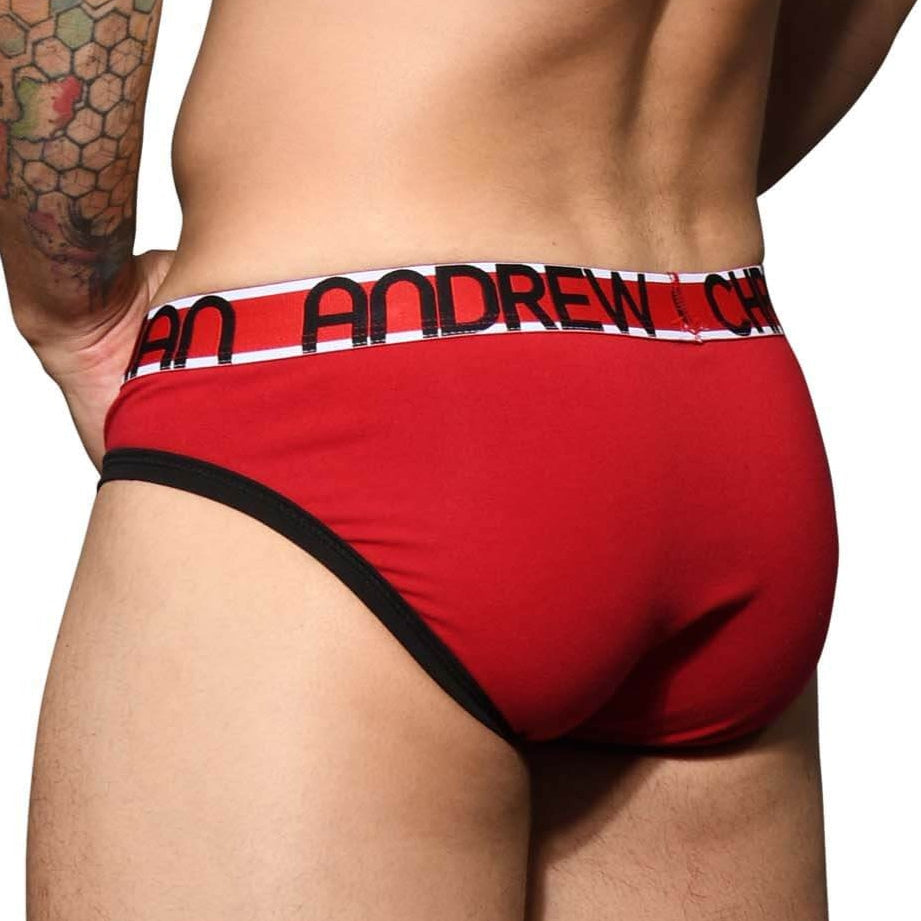 roter Herren Slip von Andrew Christian Underwear mit Almost Naked, Rückansicht