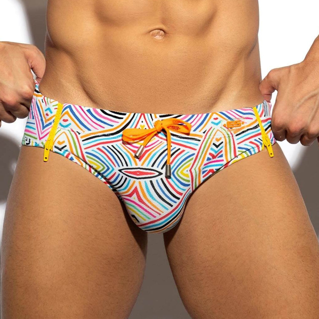 Push-Up Badeslip in farbenfrohem Design von ES Collection Swimwear, Frontansicht