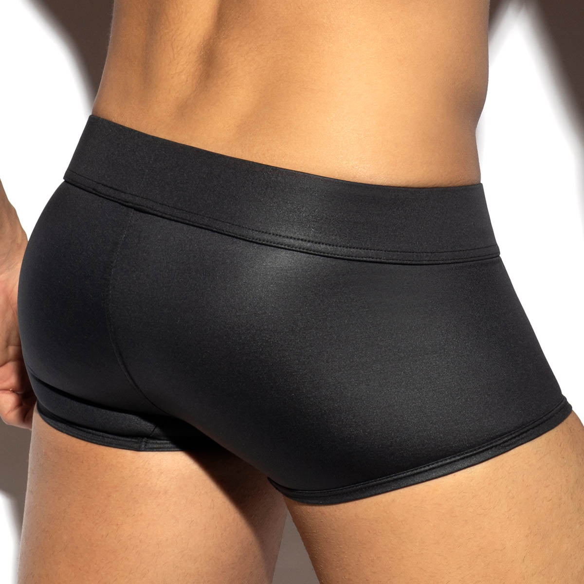 ES Collection Fetish Trunk - erotische Boxershorts mit Glanzeffekt in schwarz, back