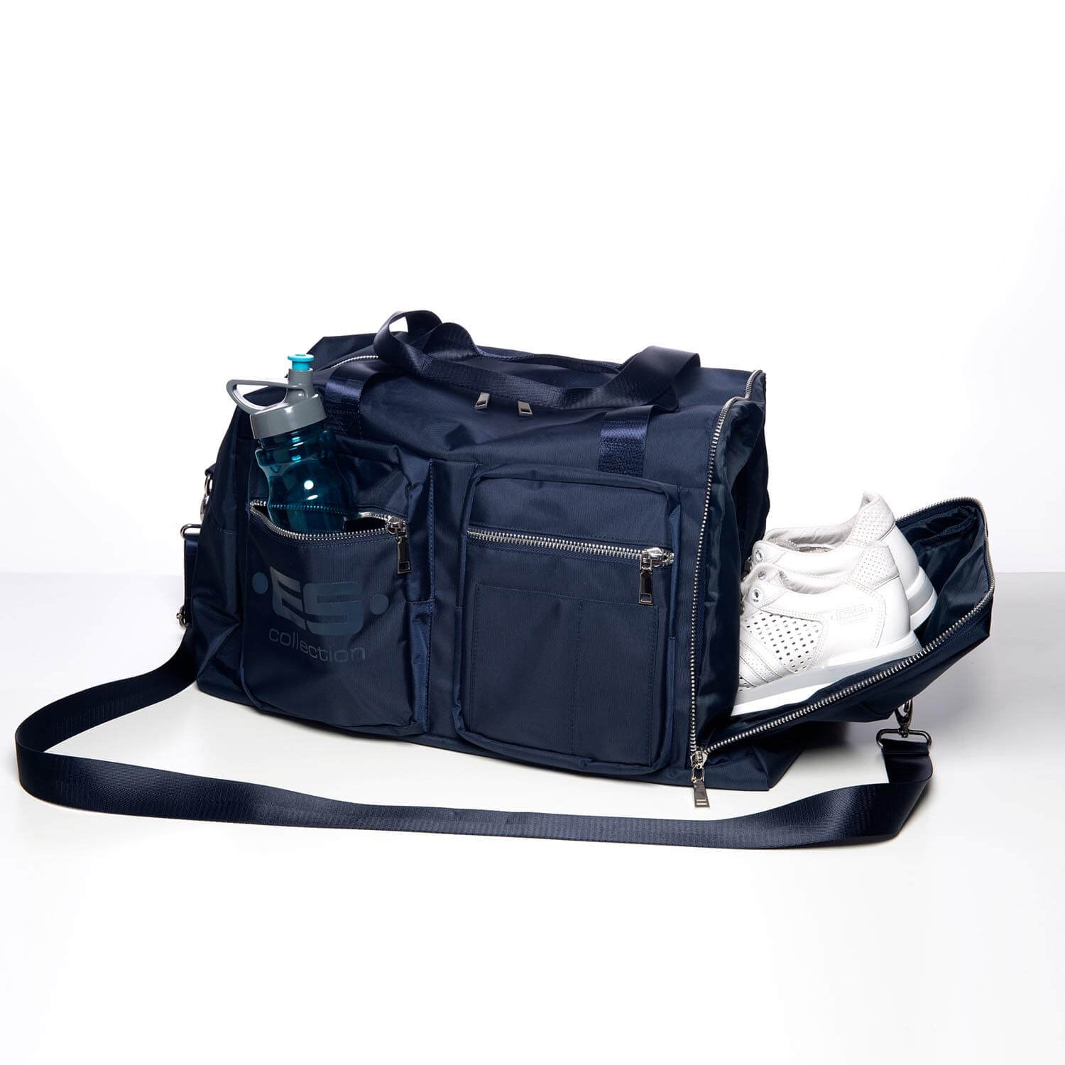 navy-blaue Tasche 'OVERNIGHT BAG' von ES Collection Barcelona, Detailansicht