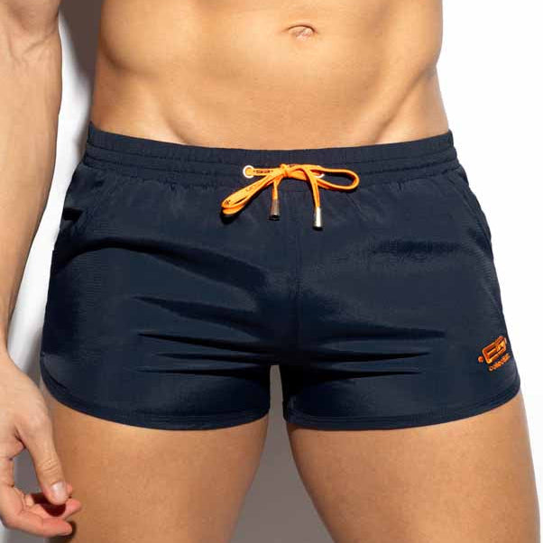 Super Kurze Badeshorts 'Plain Rocky Shorts' von ES Collection in navy, Frontansicht