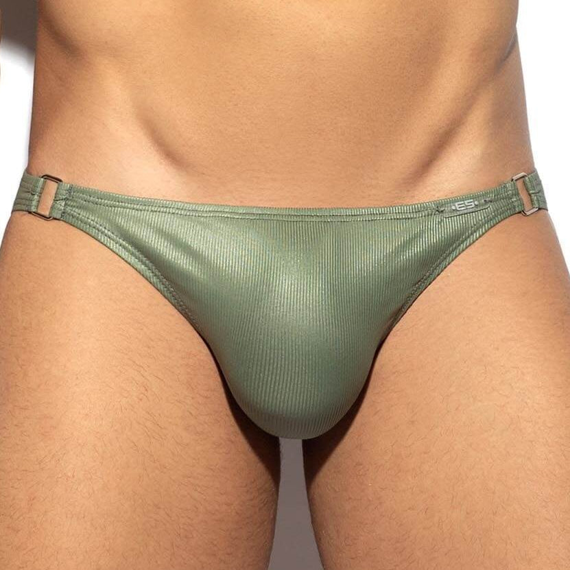 glänzender Herren Mini Slip 'SHINY RIB Bikini' von ES Collection in khaki