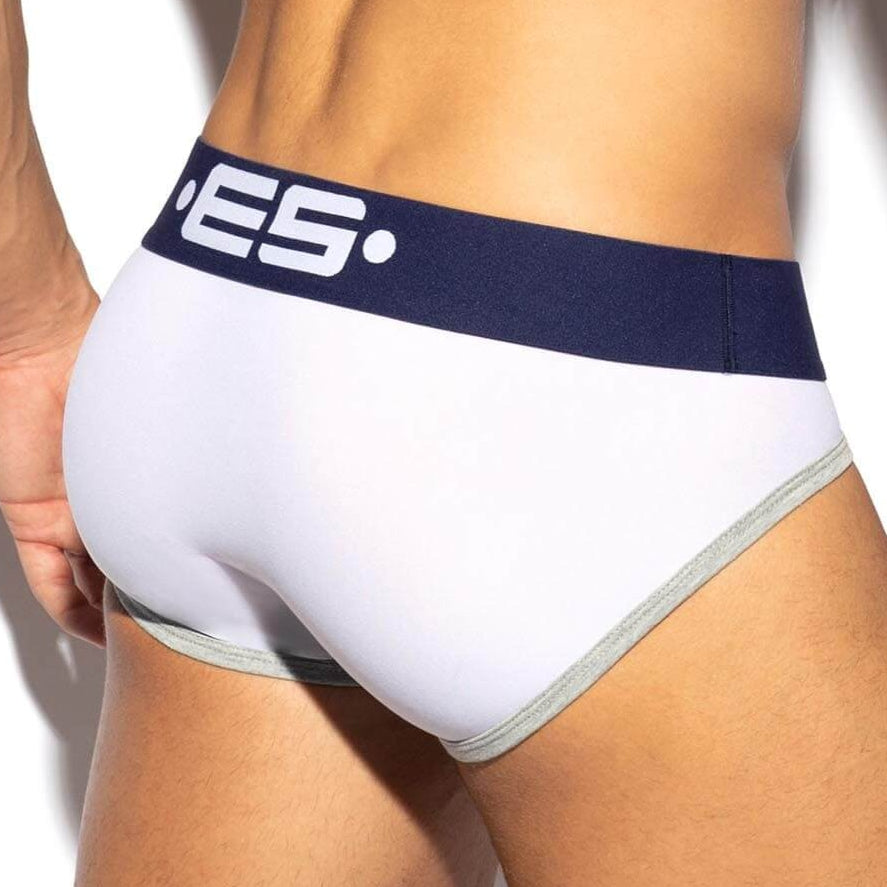 Microfaser Herren Slip 'SPORTIVE BRIEF' von ES Collection in weiß, Rückansicht