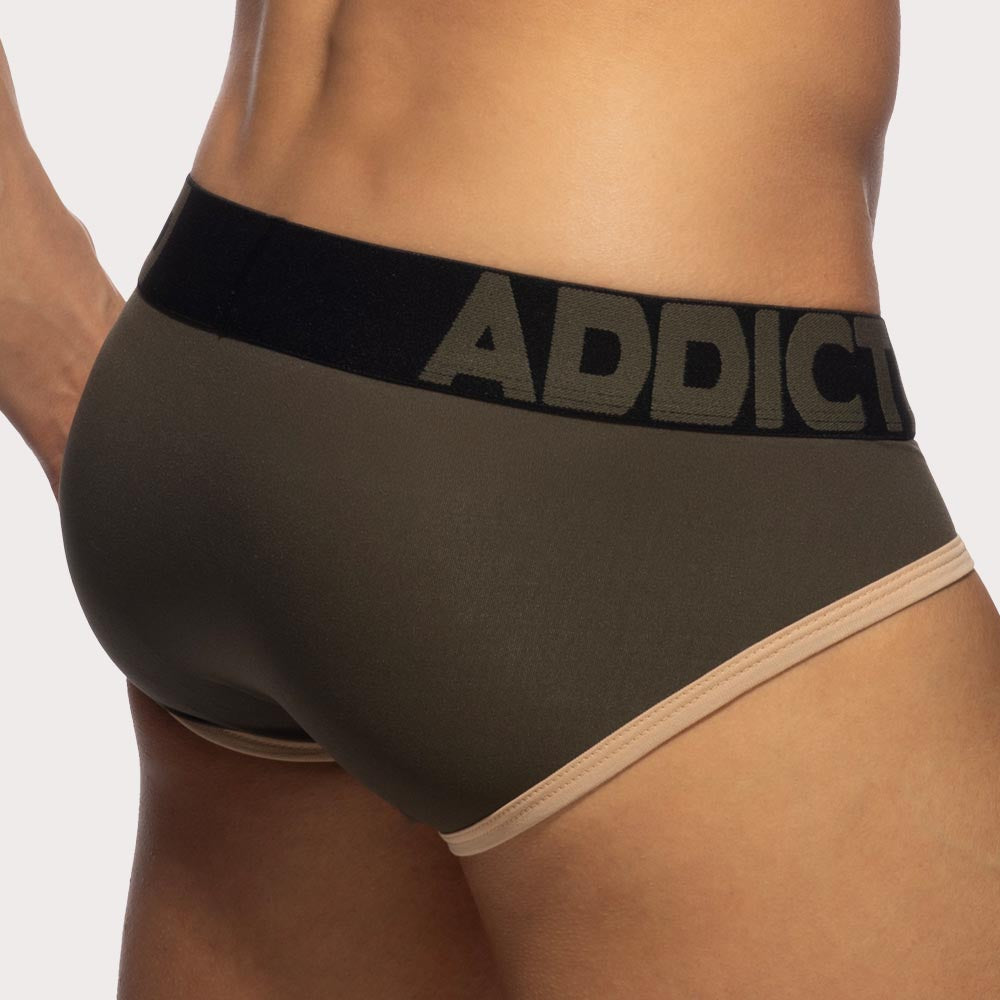 Addicted Naked Feeling Brief - Microfaser Slip mit Push-Up Funktion in khaki, back