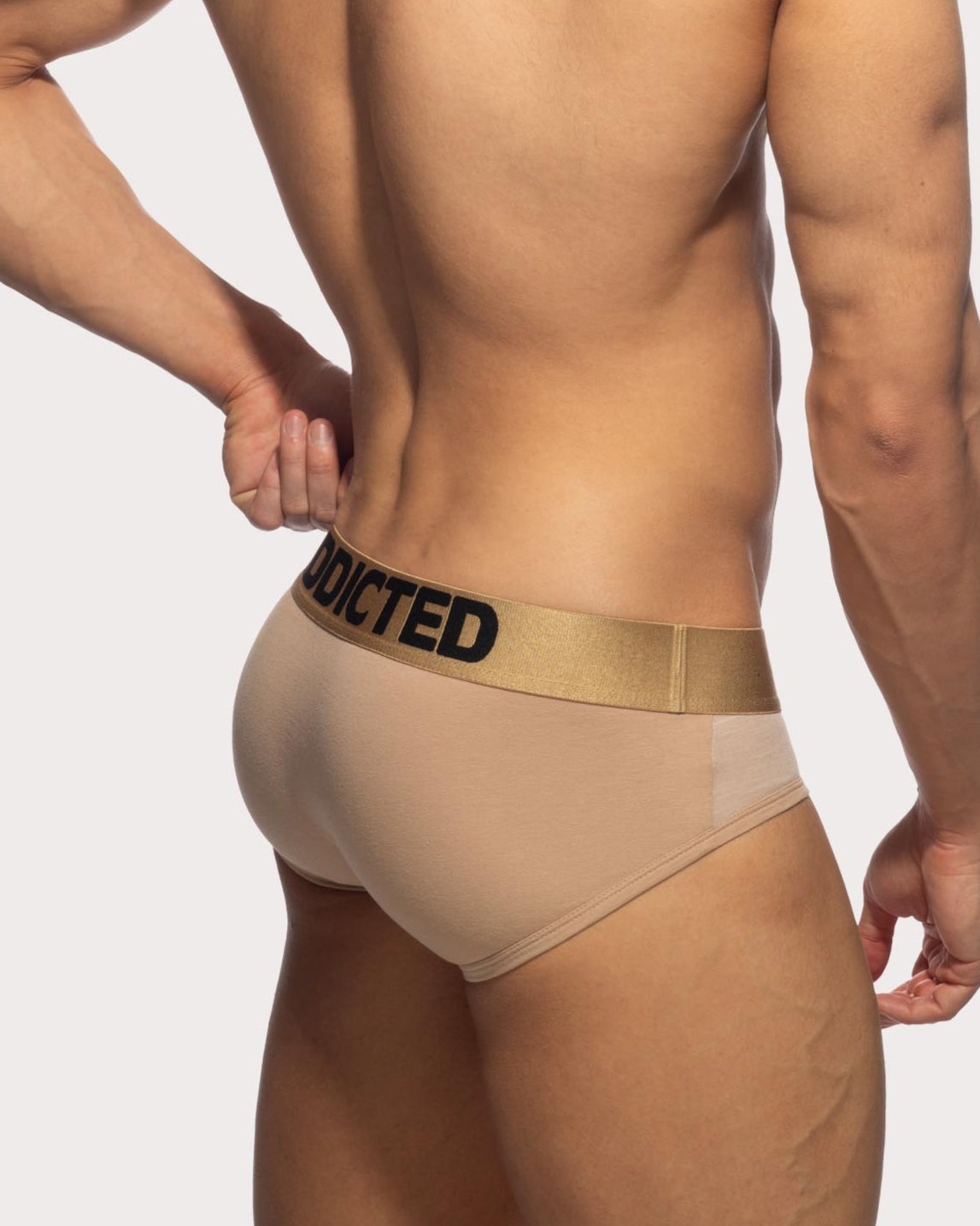 Addicted Flame Cotton Basic Brief - Beiger Slip mit breitem Bund und großzügigem Pouch aus angenehm soften Material, back