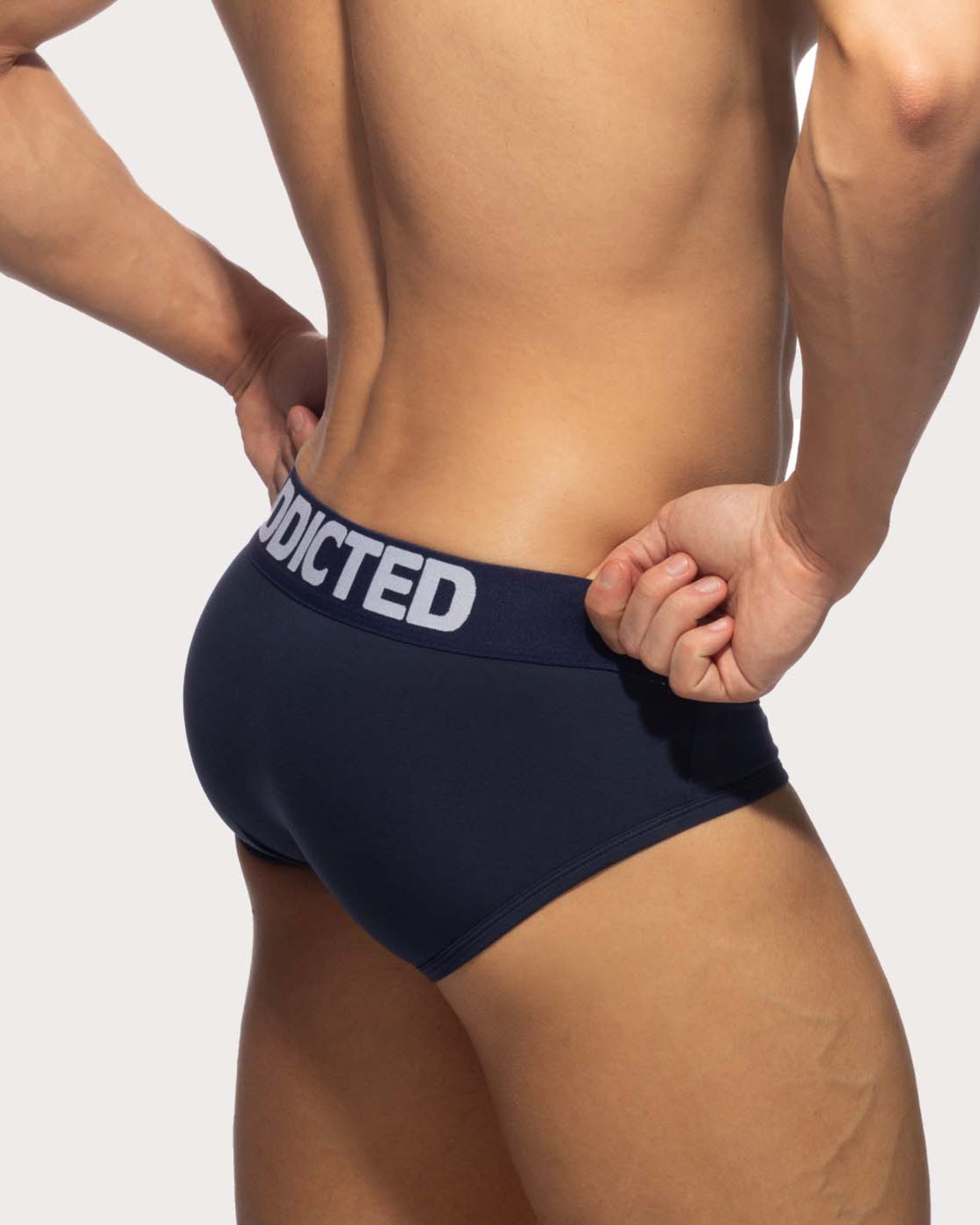 Addicted Flame Cotton Basic Brief - Navy-blauer Slip mit breitem Bund und großzügigem Pouch aus angenehm soften Material, back