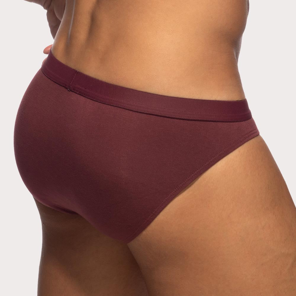 Addicted Bamboo Skin Layer Brief - Herren Slip mit extra großem Pouch aus weicher Bambus-Viskose in dunkelrot, back
