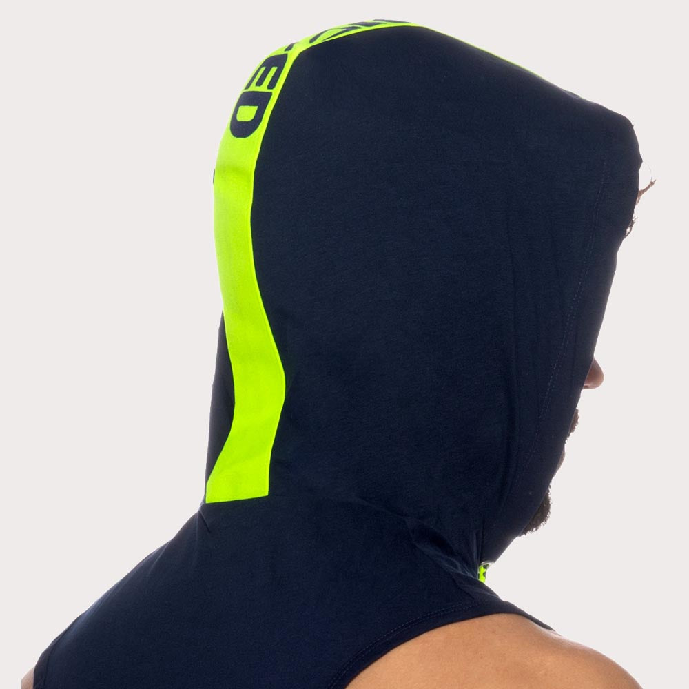 Addicted Band Cotton Hoody - Sleeveless Kapuzenpullover mit stylischen Details aus reiner Baumwolle, navy, detail