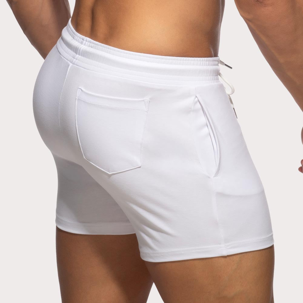 Addicted AD Cotton Gym Shorts - Kurze Sporthose aus weichem Baumwoll-Stretchgewebe im Slim-Fit Design in weiß, back