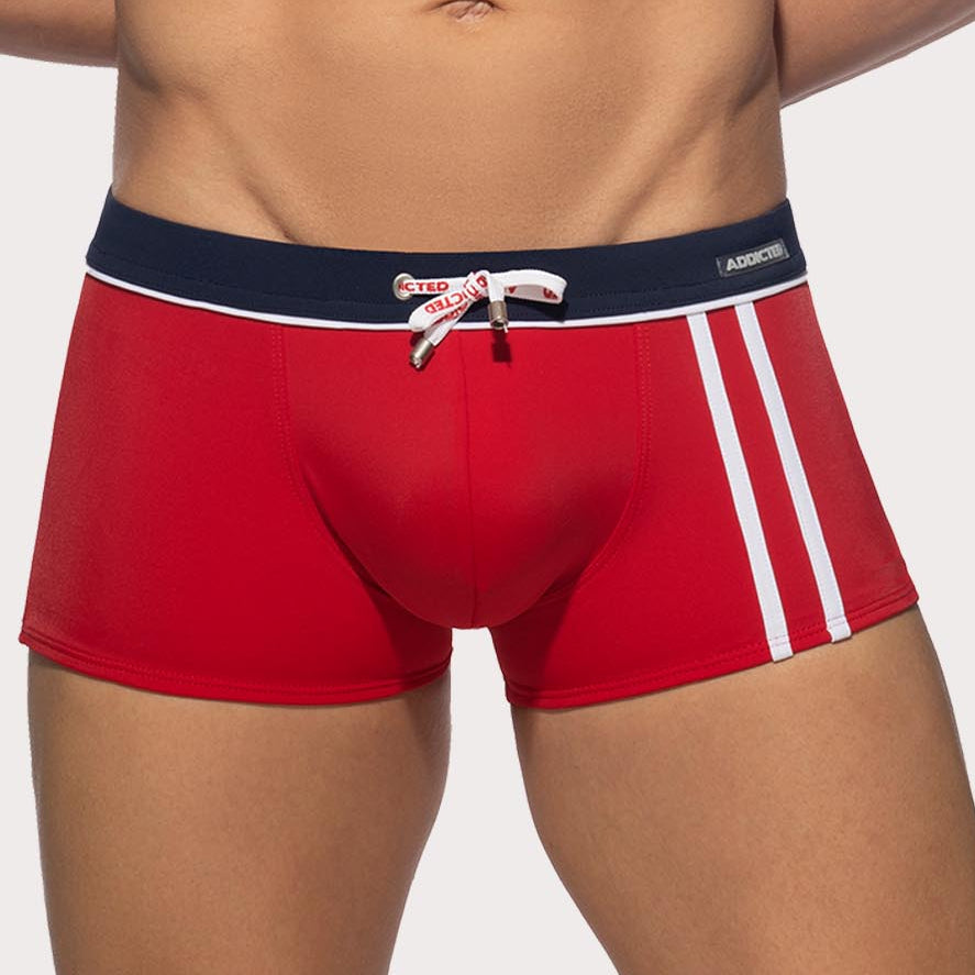 Addicted Badehose 'Detail Binding Swim Boxer' mit Push-Up Einlage in rot