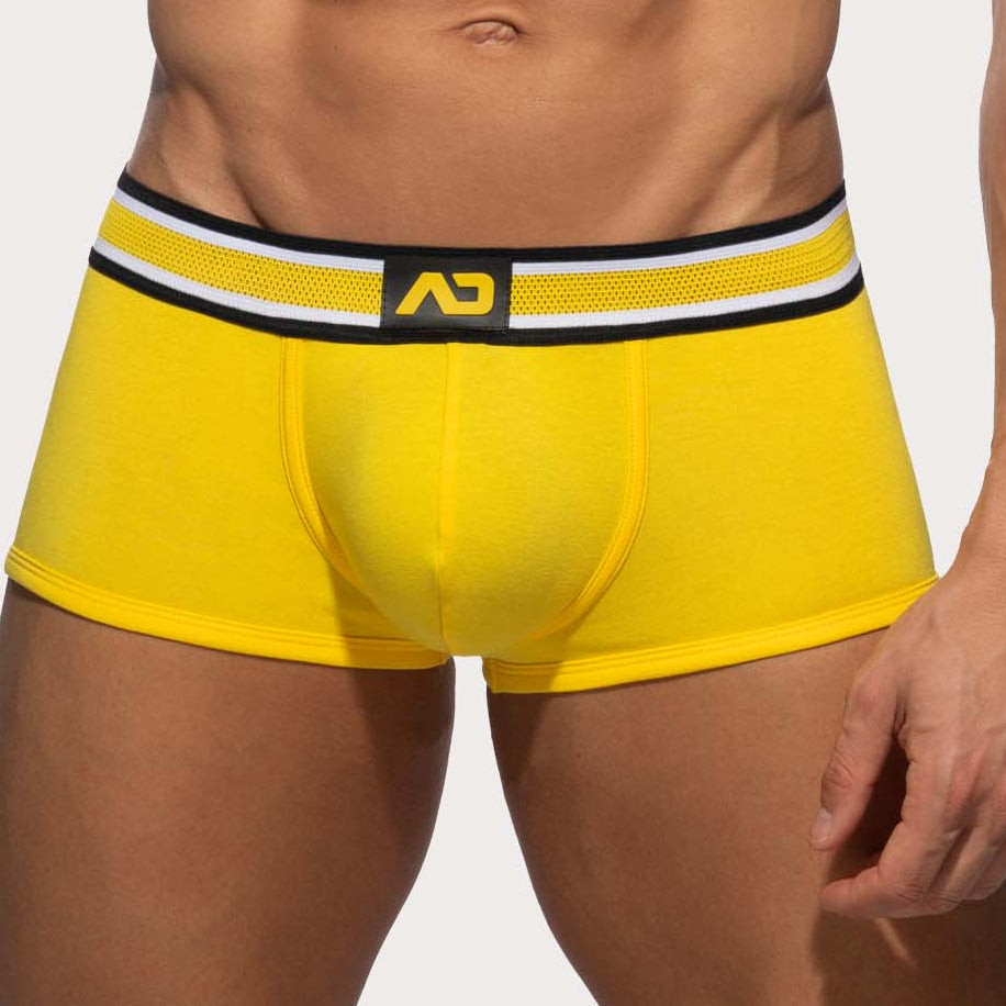 Addicted Super Soft Trunk - Auffällige Boxershorts für Männer mit großzügigem Pouch und Racing Streifen am Bund in gelb