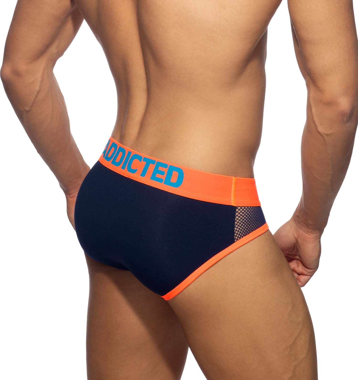 Addicted Neon Mesh Brief AD1218 Navy, back