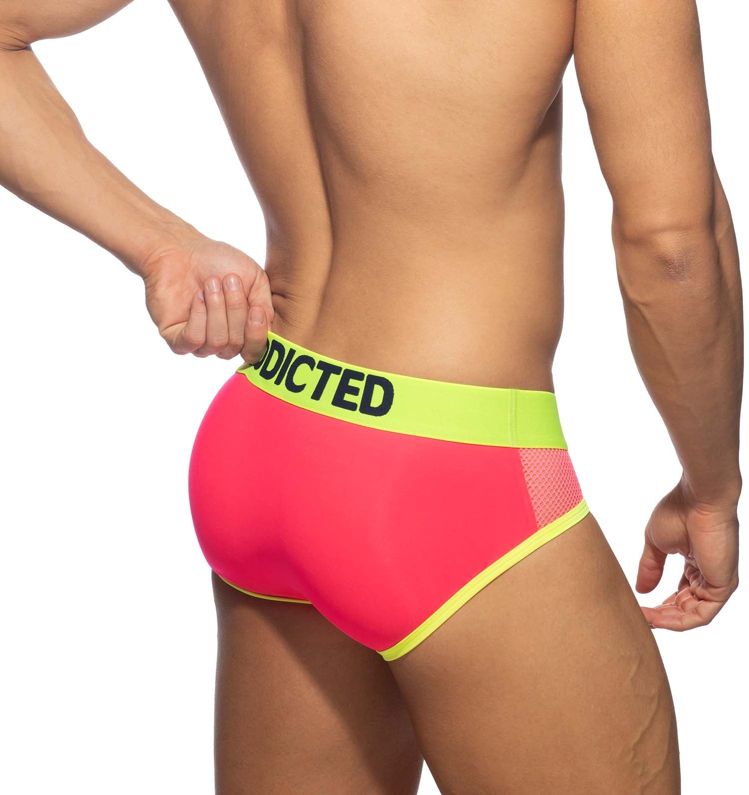 Addicted Neon Mesh Brief AD1218 pink, back