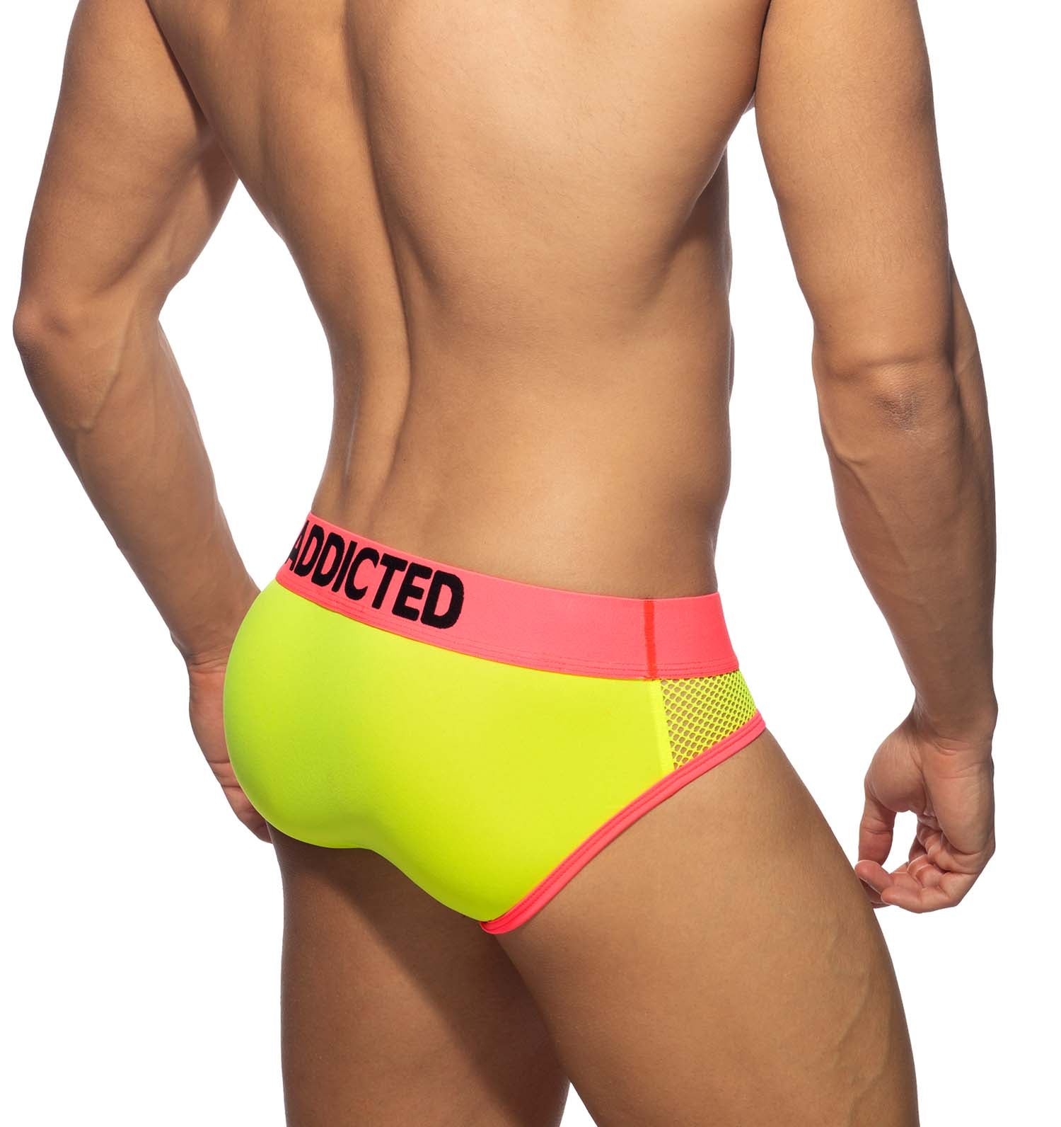 Addicted Neon Mesh Brief yellow, back