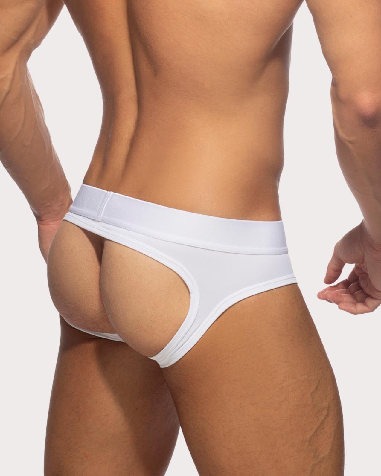 Addicted Bottomless Fetish Brief - Sexy Jock-Brief aus der AD Fetish Kollektion, weiß,  back