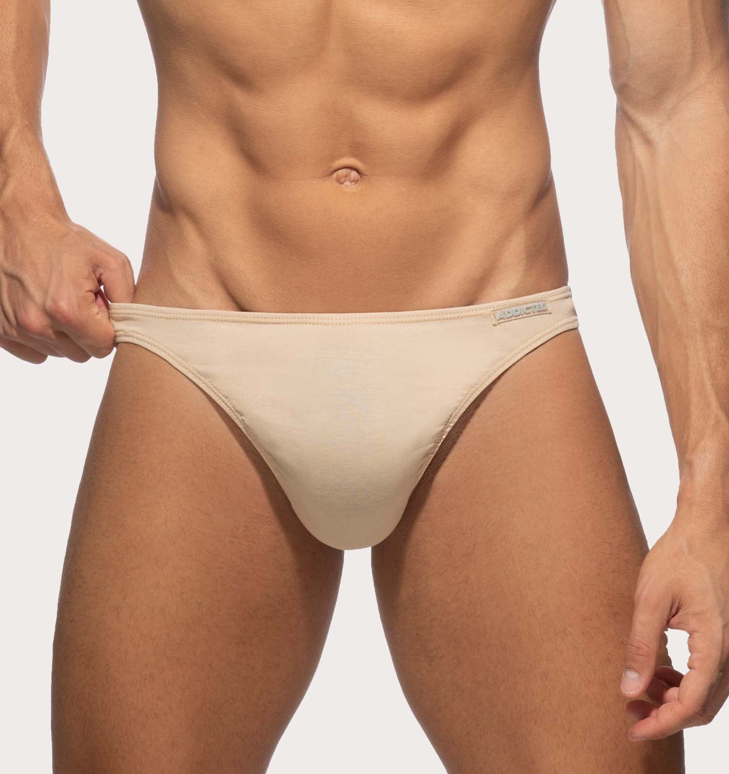 Addicted Herren String-Tanga 'Cotton Thong'  AD986 beige, front, 54093862404422, 54093862437190, 54093862469958, 54093862502726, 54093862535494