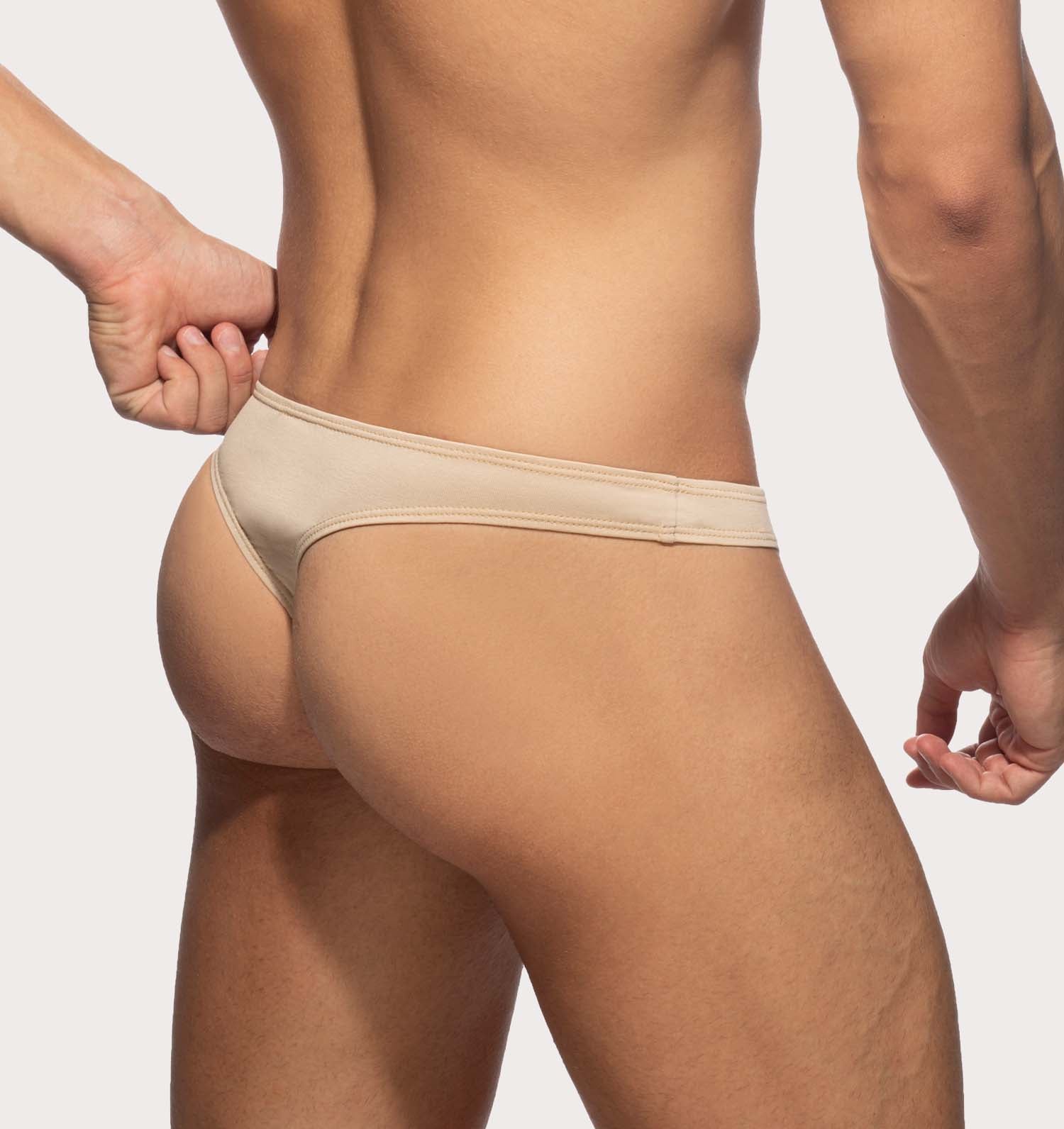 Addicted Herren String-Tanga 'Cotton Thong'  AD986 beige, back, 54093862404422, 54093862437190, 54093862469958, 54093862502726, 54093862535494