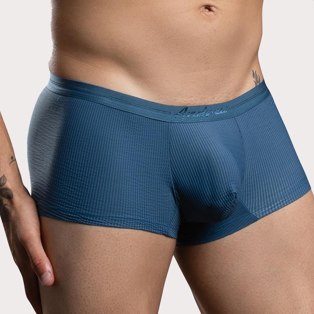 Andrew Christian Bespoke Capsule Boxer - figurbetonte Boxershorts aus strukturiertem Material in blau, side