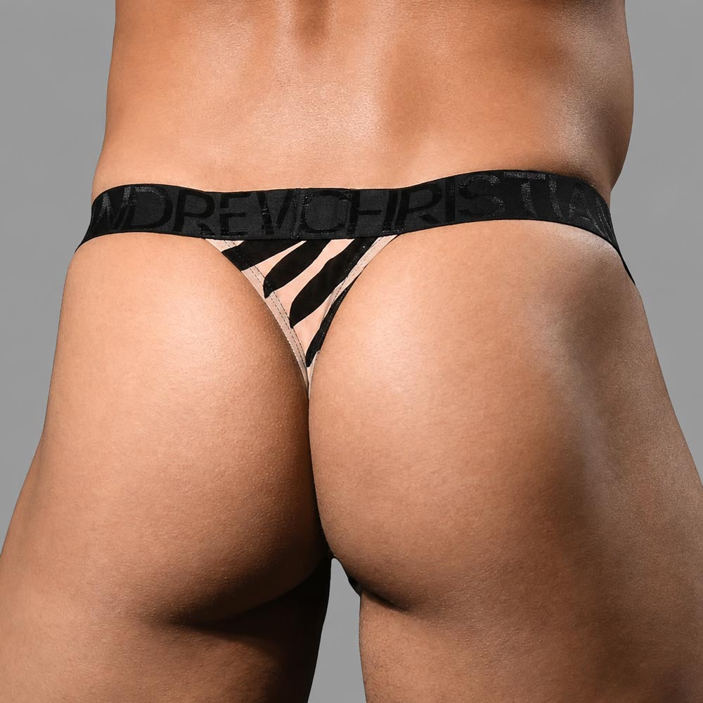 Gemusterter Herren String-Tanga von Andrew Christian 'Palmero Sheer Thong'  93318, back