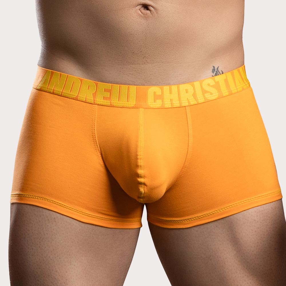Andrew Christian Happy Cotton Boxer - Figurbetonte Boxershorts mit Almost Naked Pouch in orange