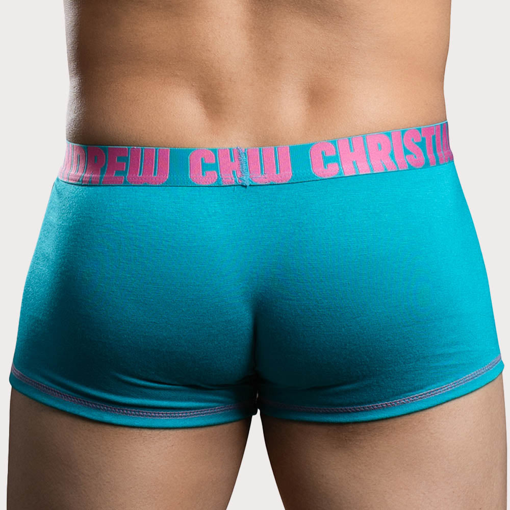 Andrew Christian Happy Cotton Boxer - figurbetonte Boxershorts mit Almost Naked Pouch in türkis, back