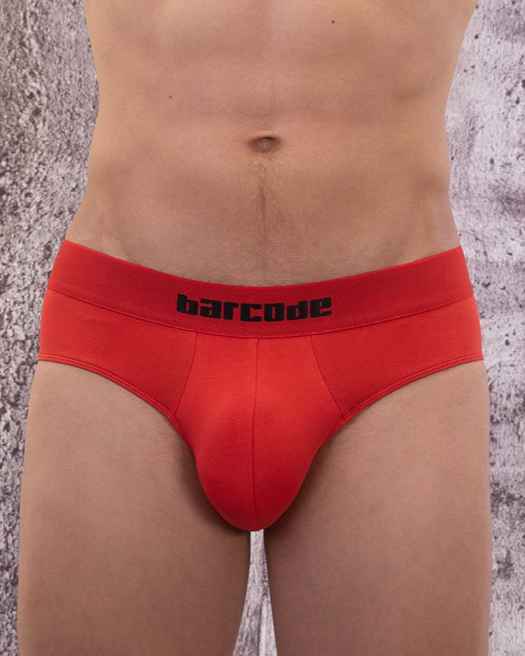 Barcode Berlin Brief Costas - Klassischer Männer Slip mit markantem Design in rot