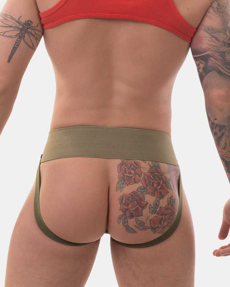 Barcode Berlin Sergey Pop Jock - Sexy Rib Jockstrap für Männer, khaki, back