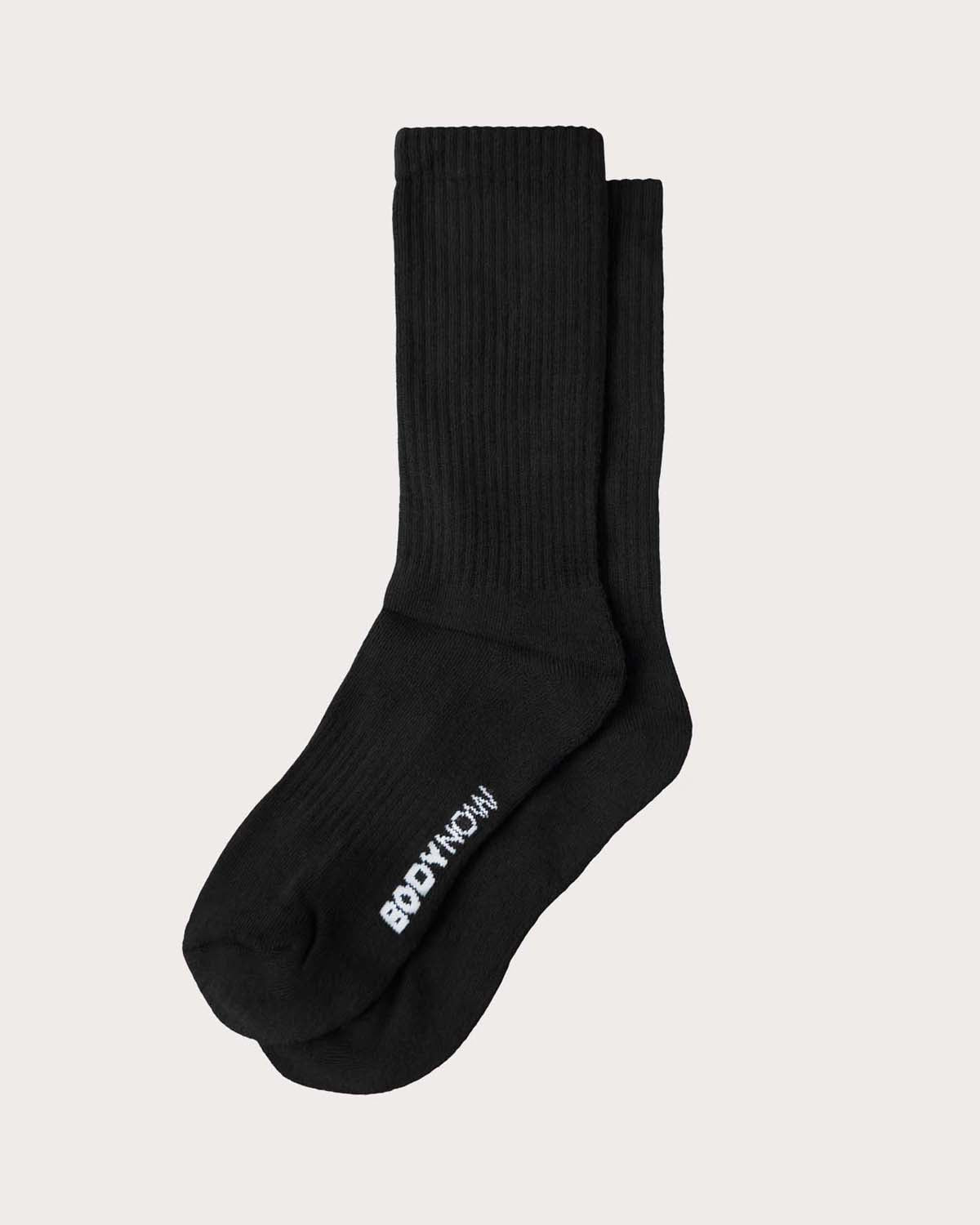 Bodynow Socks 'Everyday Premium' Original- schwarze Sportsocken in Crew Length mit weißem Logo