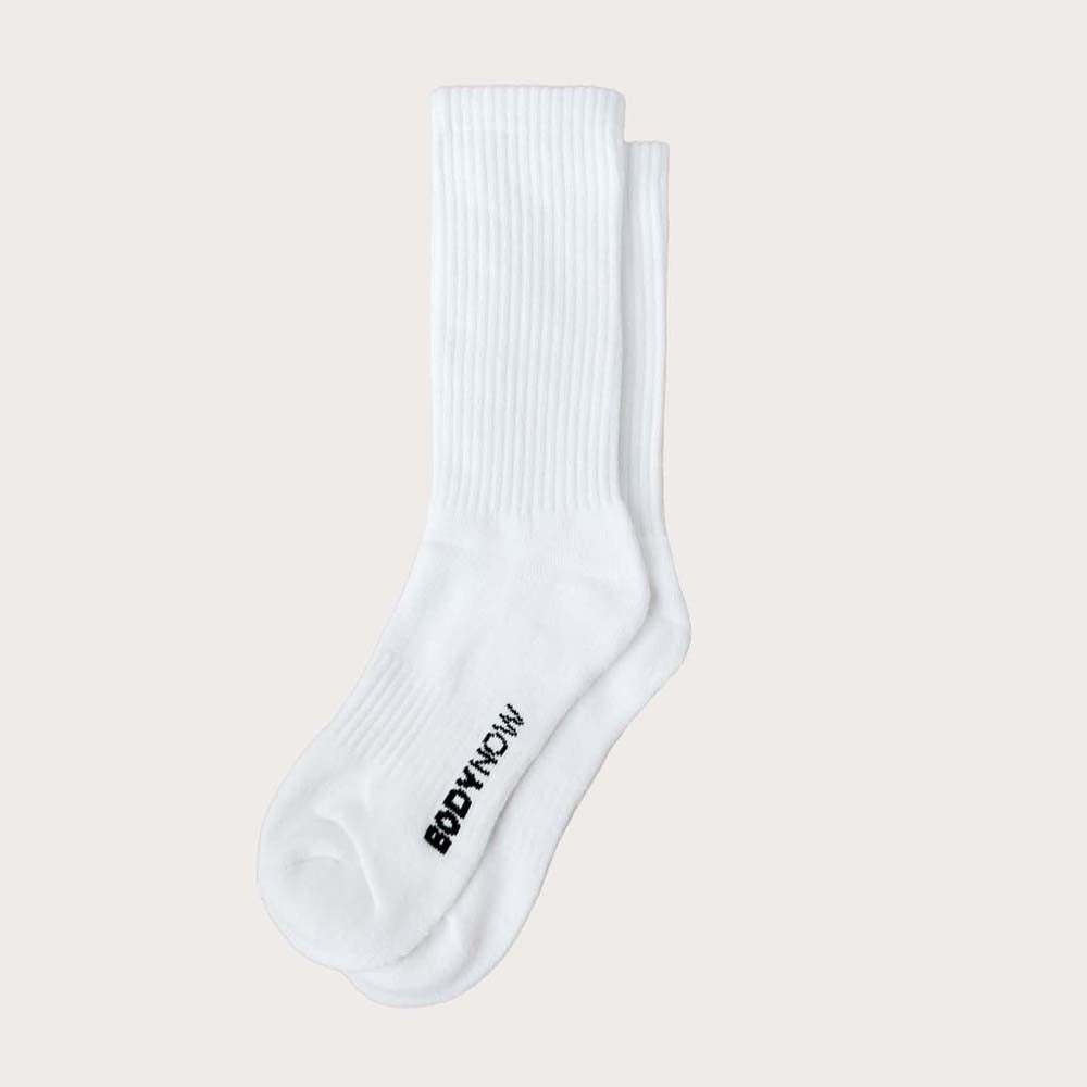 Bodynow Socks 'Everyday Premium' Original- weiße Sportsocken in Crew Length mit schwarzem Logo
